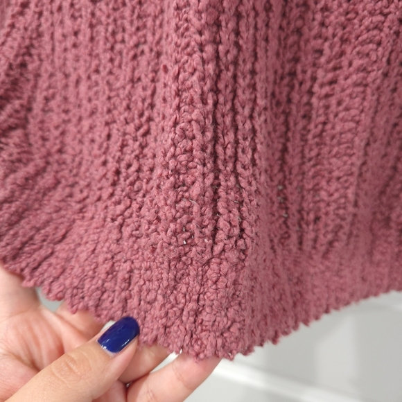 EXPRESS Nwt Cozy Chunky Knit Ruffle Sweater in Mauve Dusty Rose, Oversized, S - Picture 9 of 12